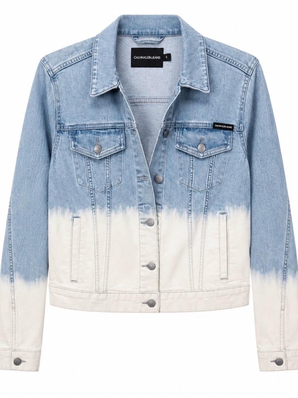 Calvin Klein Light Blue to Cream Dip-Dye Denim Jacket